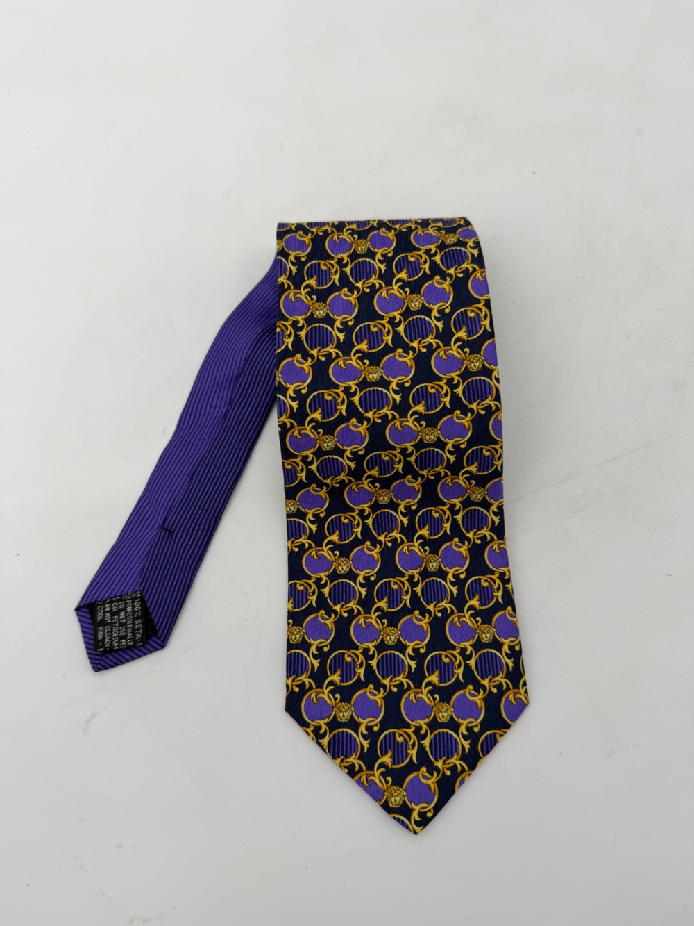 Gianni Versace Multicolored Baroque Pattern with Medusa Heads Silk Tie